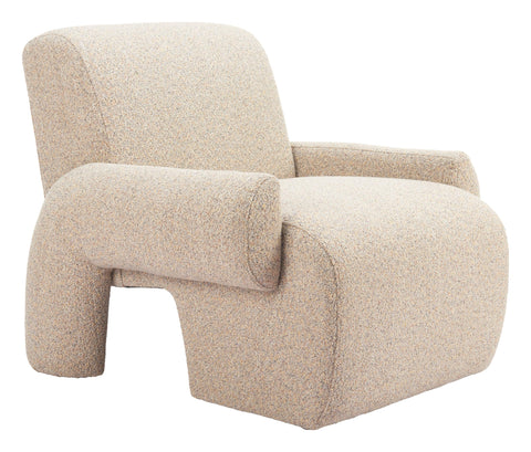 Zuo Rura Accent Chair Heathered Beige, Beige Accent Chair, Modern Style, Textured Weave, Armrest Support, Pine Wood, Indoor Living, 31.1" W x 35.8" D x 29.7" H, Non-Stackable