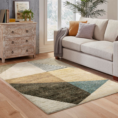 Oriental Weavers Strada Area Rug - STR10-8'6" x 11'7" - in Gold/Multi - Modern Style, Stain Resistant, Family and Pet Friendly, Dining, Living Room Rug