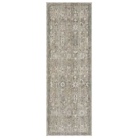 Oriental Weavers Avalon Machine Woven Area Rug - AVA03-2'7" x 7'7" - in Beige/Grey - Traditional Style Hallway, Entryway, Kitchen, Bathroom Rug