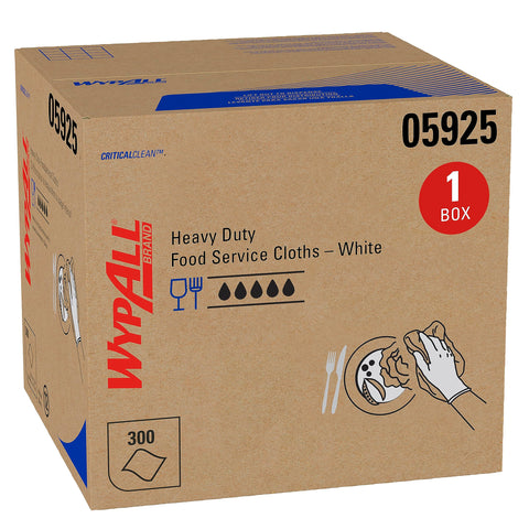 WypAll CriticalClean Cloths Heavy Duty Foodservice Wipes (05925), Quarterfold Towels, White (1 Box of 300 Sheets, 300 Sheet Total)