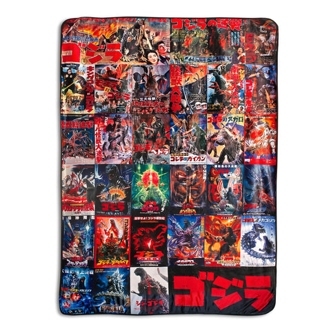 Surreal Entertainment Godzilla Movie Poster Oversized Plush Throw Blanket | Cozy Sherpa Cover For Sofa, Bed Super Soft Fleece Official Kaiju Monster Gojira Collectible 76 x 54 Inches, Red, One Size