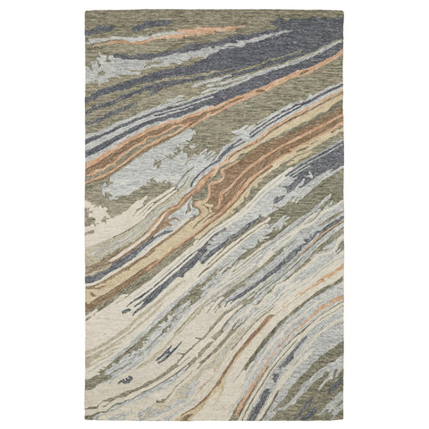 Oriental Weavers Kipton Hand-Made Wool Area Rug - KIP04-5' x 8' - in Grey/Blue - Modern Style, Hand-Made Wool Rugs, Bedroom, Office Rug