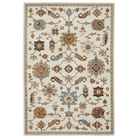 Oriental Weavers Andorra Area Rug - 2419B - 10' x 13'2" - in Ivory/Multi - Vintage Inspired, Stain Resistant, Family and Pet Friendly, Family, Dining, Living Room Rug