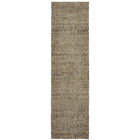 Oriental Weavers Atlas Area Rug - 8048B - 2'6" x 12' - in Blue/Gold - Soft Modern Style Area Rug, Stain Resistant, Family and Pet Friendly, Entryway, Hallway Runner Rug