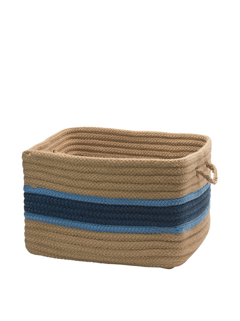 Garden Banded Square Basket - Jasmine/Blue Ice 14inch x14inch x10inch