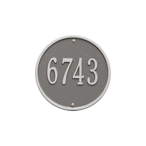 Whitehall 9" Round Wall Address Plaque Color: Pewter/Silver Letters