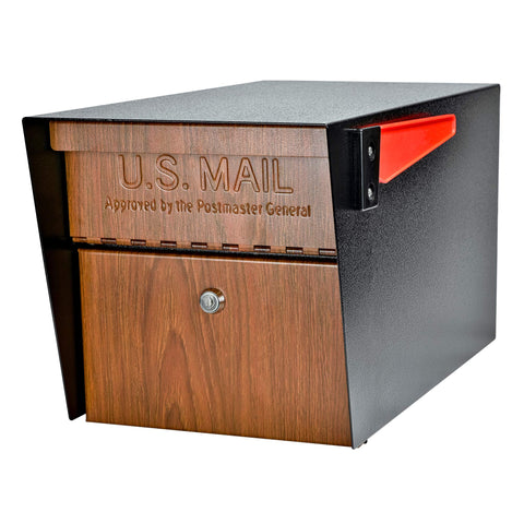 Mail Boss Curbside, Wood Grain 7510 Mail Manager Locking Security Mailbox, Steel, Black