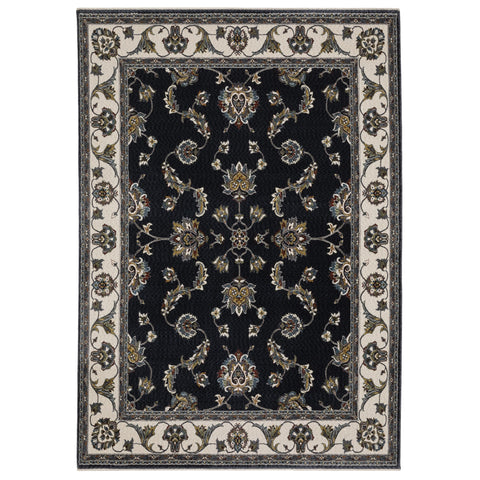 Oriental Weavers Vivian Area Rug - VI01B - 6'7" x 9'6" - in Navy/Ivory - Vintage Inspired, Stain Resistant, Family and Pet Friendly, Dining, Living Room Rug