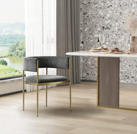 Whiteline Modern Living Envie Dining Armchair Durable and Lightweight Ergonomic Comfort Versatile Design for Dining and Conference Rooms Easy Maintenance (Gold/Characoal)