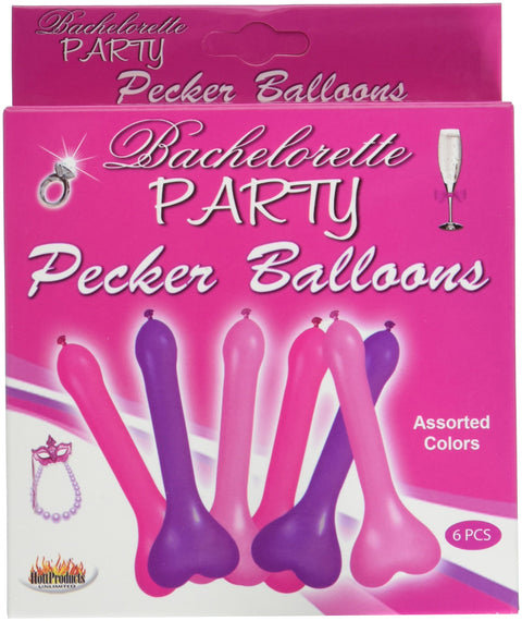 Hott Products Bachelorette Pecker Party Balloons, Pink, Red and Purple, 2 Ounce