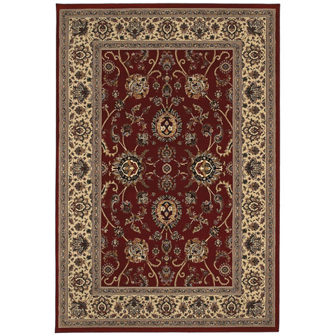 Oriental Weavers Ariana Area Rug - 130/8-7'10" x 11' - in Red/Ivory - Vintage Inspired, Stain Resistant, Family and Pet Friendly, Dining, Living Room Rug