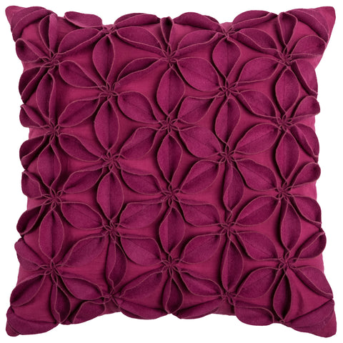 Rizzy Home | T07843 | Poly Fill Decorative Pillow | 18"x18" Purple/Pink/Red Solid Botanical Petals