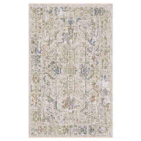 Oriental Weavers Avalon Machine Woven Area Rug - AVA02-3'2" x 5' - in Beige/Blue - Traditional Style Bedroom, Bathroom, Entryway Rug