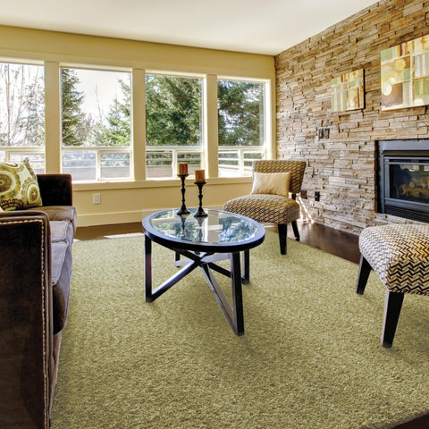 Oriental Weavers Heavenly Hand-Made Shag Area Rug - 73403-6'6" x 9'6" - in Green - Plush Soft Shag, Modern Style, Hand-Made, Stain Resistant, Dining, Living Room Rug