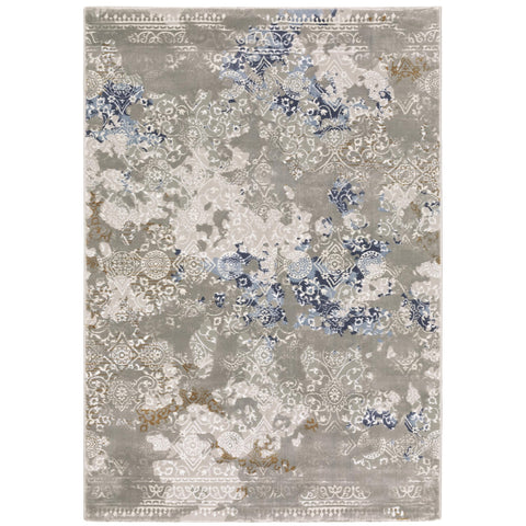 Oriental Weavers Easton Area Rug - 7111F - 9'10" x 12'10" - in Grey/Blue - Modern Style, Stain Resistant, Family and Pet Friendly, Family, Dining, Living Room Rug