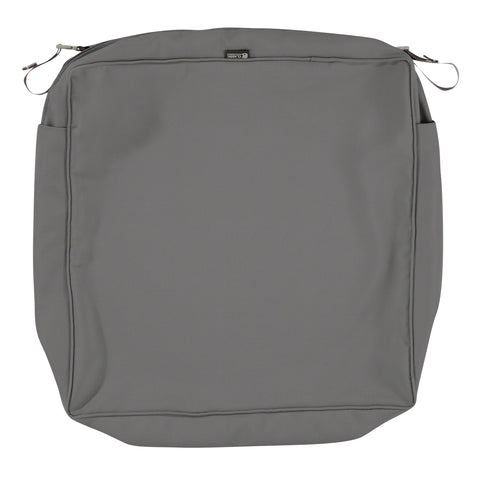 Classic Accessories Montlake Water-Resistant 21 x 19 x 5 Inch Rectangle Outdoor Seat Cushion Slip Cover, Patio Furniture Chair Cushion Cover, Light Charcoal Grey, Patio Furniture Cushion Covers