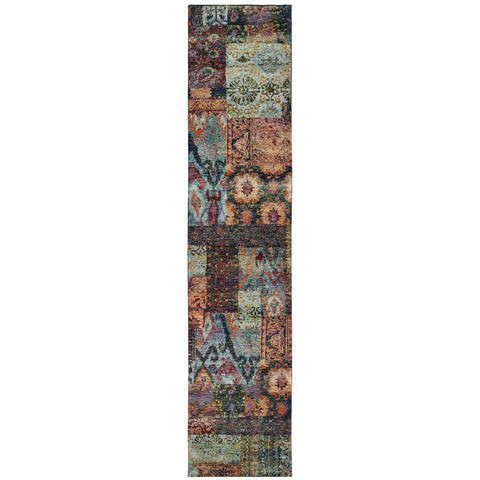 Oriental Weavers Andorra Area Rug - 7137A - 2'6" x 12' - in Gold/Blue - Vintage Inspired, Stain Resistant, Family and Pet Friendly, Entryway, Hallway Runner Rug