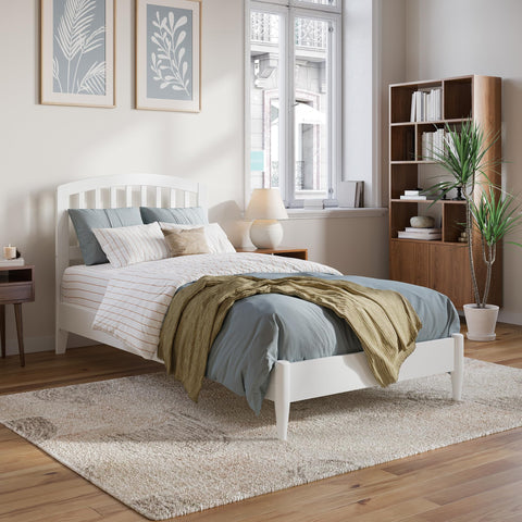 AFI, Quincy Twin XL Solid Wood Low Profile Platform Bed, White
