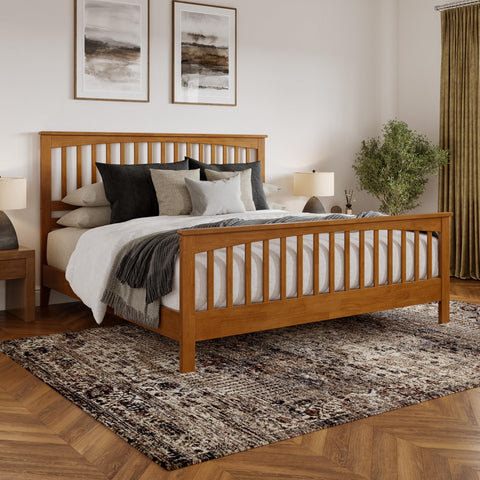 AFI, Camilla King Low Profile Platform Bed with Matching Footboard, Light Toffee
