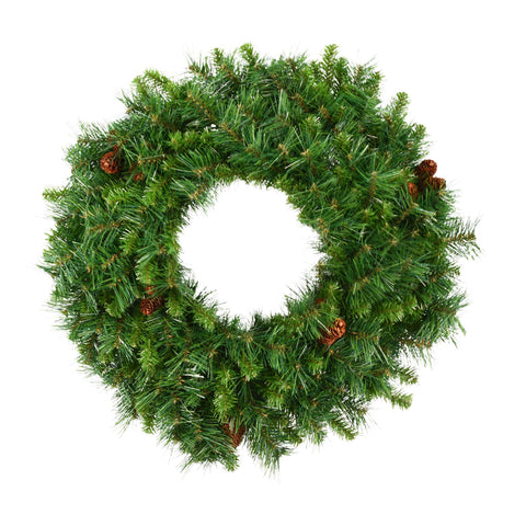 Vickerman 42" Cheyenne Pine Artificial Christmas Wreath with 360 PVC Tips - Indoor and Outdoor Use- Seasonal Holiday Decor - Featuring Pinecones for a Realistic Look