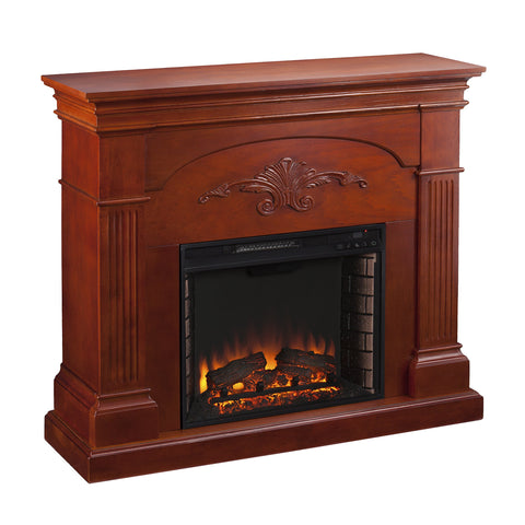 SEI Furniture Sicilian Harvest Traditional Style Electric Fireplace, Warm Brown Mahogany, 44.75 W x 14 D x 40.25 H (inches)