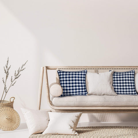 ACHIM Buffalo Check Throw Pillow Covers, 2 Pack, Navy - 7" x 13" - Square Extra Wide Pillow Covers with Concealed Zipper - Stain-Resistant and Machine Washable Home Decor