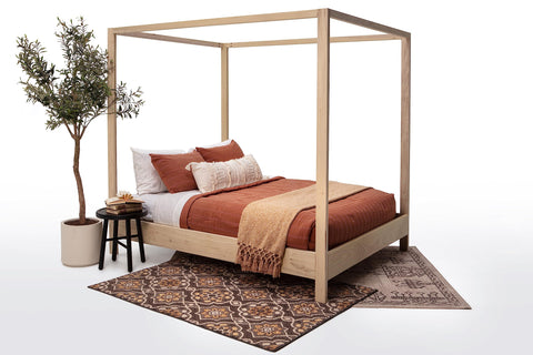 American Furniture Classics Queen Size Canopy Bed with Raised Platform