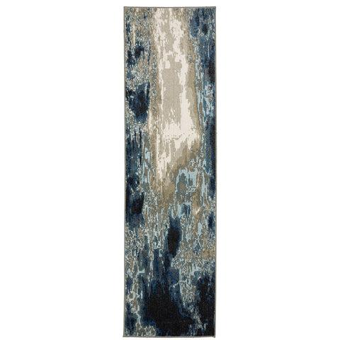 Oriental Weavers Venice Area Rug - 4151Z - 2'3" x 7'6" - in Blue/Grey - Modern Style, Stain Resistant, Family and Pet Friendly, Entryway, Hallway Runner Rug