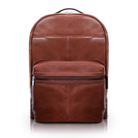 McKlein, S Series, Parker, Pebble Grain Calfskin Leather, 15" Leather Dual Compartment Laptop Backpack, Brown (88554)