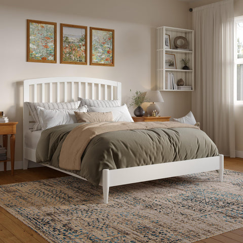 AFI, Quincy Queen Solid Wood Low Profile Platform Bed, White