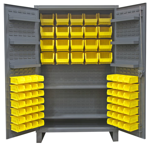 Durham Extra Heavy Duty Welded 12 Gauge Steel Cabinet with 84 Bins, HDC48-84-2S6D95, 1200 lbs Shelf Capacity, 24" Length x 48" Width x 78" Height, 8 Shelves