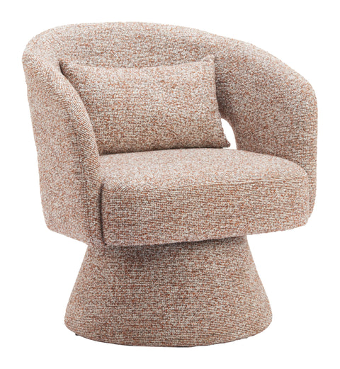 Zuo Liva Swivel Chair Frosty Brown, Brown Accent Chair, Modern Style, Shearling Style Fabric, Shearling Style Fabric, Plywood, Indoor Living, 28.3" W x 25.6" D x 30.7" H, Non-Stackable