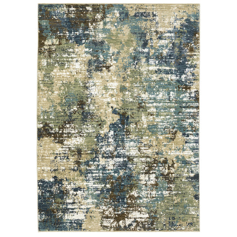 Oriental Weavers Reed Area Rug - RE06A - 9'10" x 12'10" - in Blue/Green - Modern Style, Stain Resistant, Family and Pet Friendly, Family, Dining, Living Room Rug