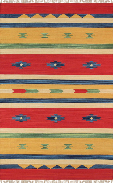 Pasargad Home Anatolian Collection Flat Weave Cotton Multicolor/Area Rug- 8' 0'' X 10' 0''