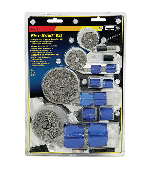 Mr. Gasket 8091 Braided Hose Sleeve Kit-Blu, Blue, 0.250 in.