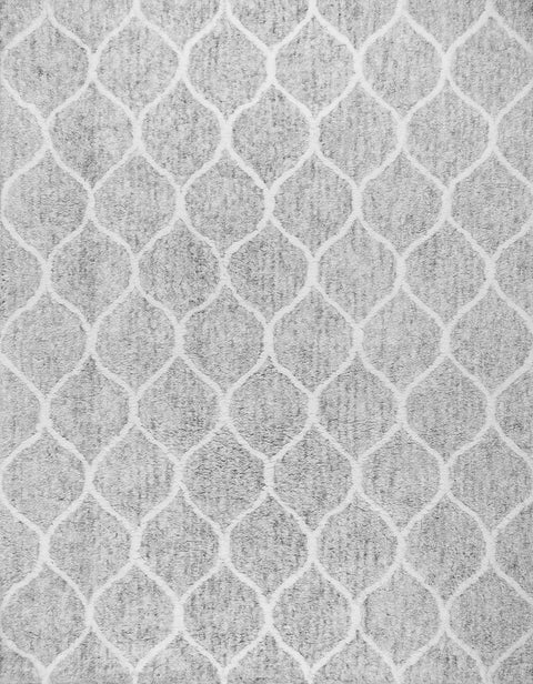 Pasargad Home Paris Shag Collection Hand-Woven Microfiber & Cotton Silver/Ivory Area Rug- 9' 0'' X 12' 0''