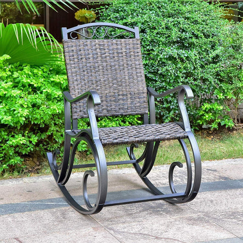 International Caravan Ibiza Resin Aluminum Rocking Chair - Outdoor Porch Rocker Grey