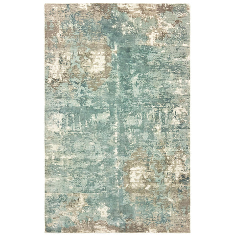 Oriental Weavers Formations Hand-Made Area Rug - 70005-8' x 10' - in Blue/Grey - Modern Style, Hand-Made Viscose Rugs, Dining, Living Room Rug
