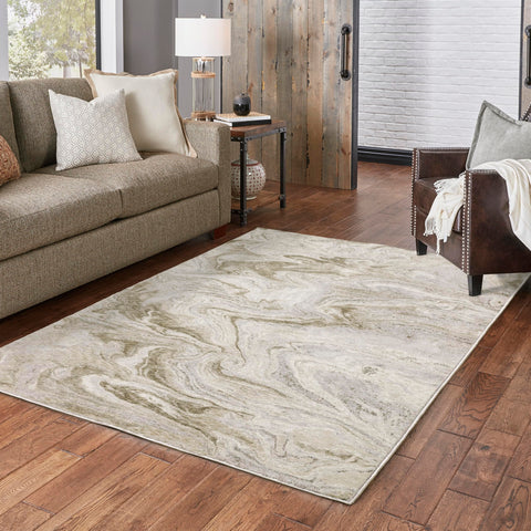 Oriental Weavers Nebulous Area Rug - 530E9-5'3" x 7'6" - in Ivory/Tan - Modern Style, Stain Resistant, Family and Pet Friendly, Bedroom, Office Rug