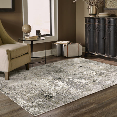Oriental Weavers Nebulous Area Rug - 091D9-3'3" x 5' - in Grey/Ivory - Modern Style, Stain Resistant, Family and Pet Friendly, Entrway, Bedroom Rug