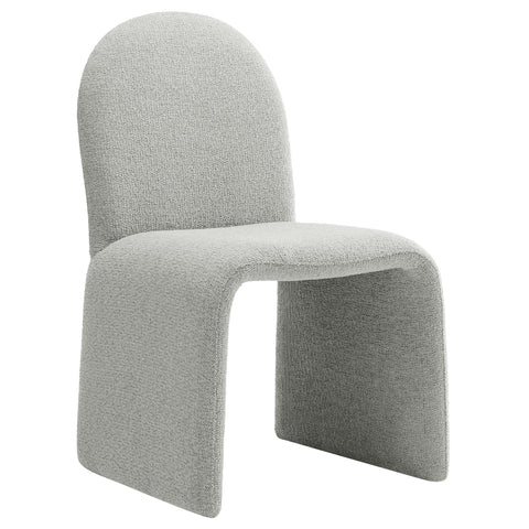 Modway Junia Modern Slipper Dining Chair in Dove Gray – Boucle Fabric Accent Chair – Upholstered Arch Armless Side Chair with Rounded Back