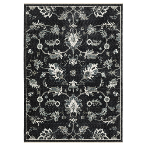 Oriental Weavers Echo Area Rug - ECH05-5'3" x 7'6" - in Blue/Ivory - Vintage Inspired, Stain Resistant, Family and Pet Friendly, Bedroom, Office Rug