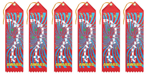 Beistle Participation Award Ribbons, 2 by 8-Inch, 6-Pack