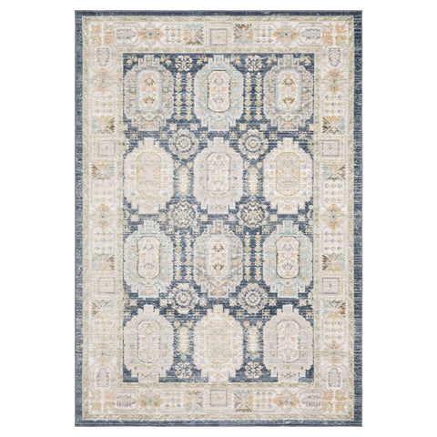 Oriental Weavers Cavett Area Rug - CAV07-7'10" x 10'10" - in Navy/Ivory - Vintage Inspired, Stain Resistant, Family and Pet Friendly, Dining, Living Room Rug