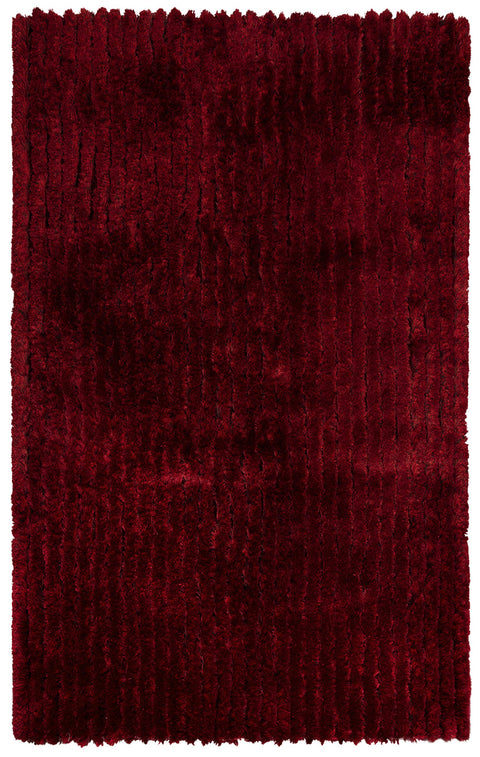 Rizzy Home | DRA103 | Dora Collection | Polyester Area Rug | 7'-6" x 9'-6" | Red/Gray/Rust/Blue Striped Shag