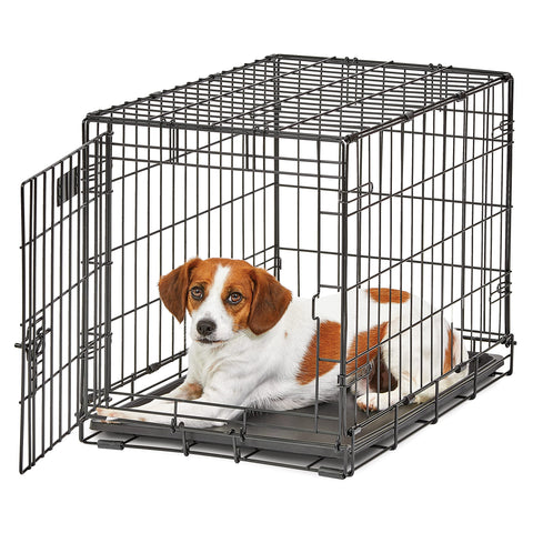 MidWest Homes for Pets Small LifeStages Single Door 24-Inch Folding Dog Crate, Enhanced Security, Includes Leak-Proof Pan, Divider Panel, Handle, Rubber Feet