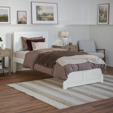 AFI, Canyon Twin XL Platform Bed with Matching Footboard, White