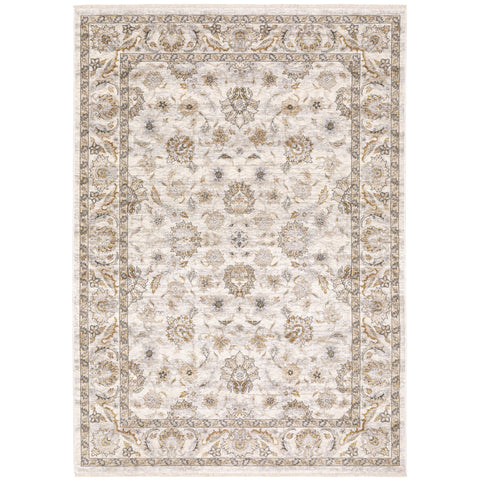 Oriental Weavers Maharaja Machine Woven Area Rug - 070W1-12' x 14'8" - in Ivory/Grey - Traditional Style Living Room, Family Room, Dining Room Rug