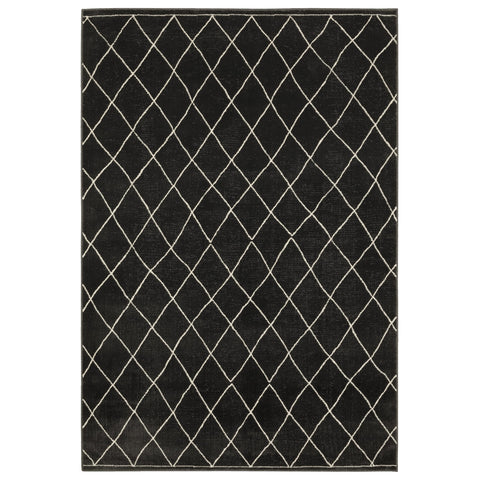 Oriental Weavers Raylan Area Rug - RAY12-7'10" x 10'10" - in Charcocal/Ivory - Transitional Geometric, Stain Resistant, Family and Pet Friendly, Dining, Living Room Rug