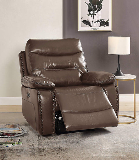 Acme Aashi Recliner (Power Motion) in Brown Leather-Gel Match